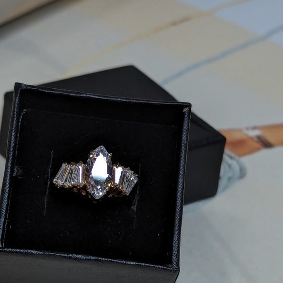 Curved Ring Promise Ring Covenant RSC Genuine Marquise CZ 3ct Vintage & New - Picture 1 of 10